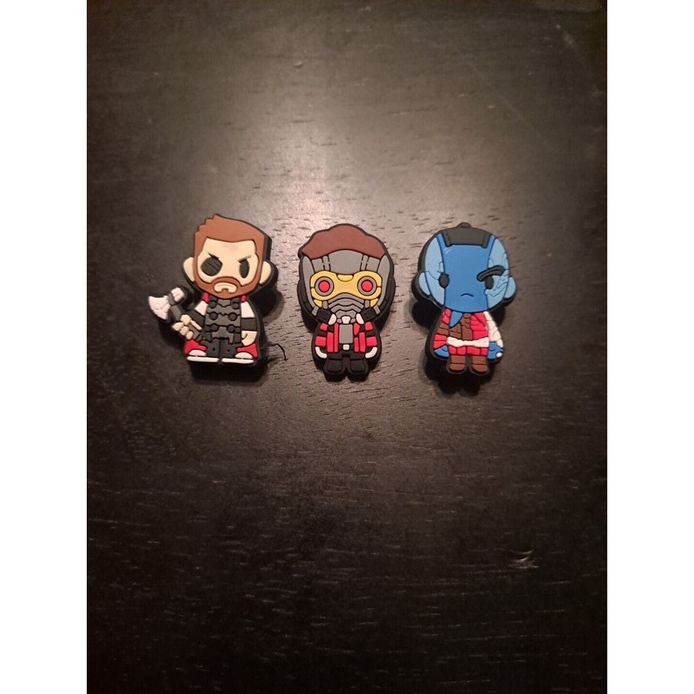 Lot Of 3 Disney Marvel Themed‎ Croc Charm Jibz Nebula, Star-lord, Thor